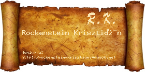 Rockenstein Krisztián névjegykártya